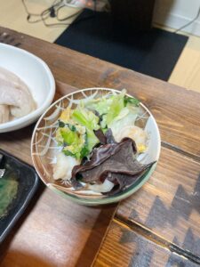 きくらげと卵とえびの炒め物　春雨なし　小鉢にて